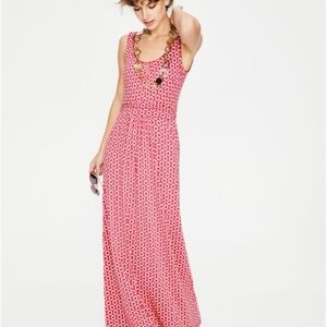 Boden Dress Women's US 6P Pink White Diana Jersey Maxi Sleeveless Pockets NWOT